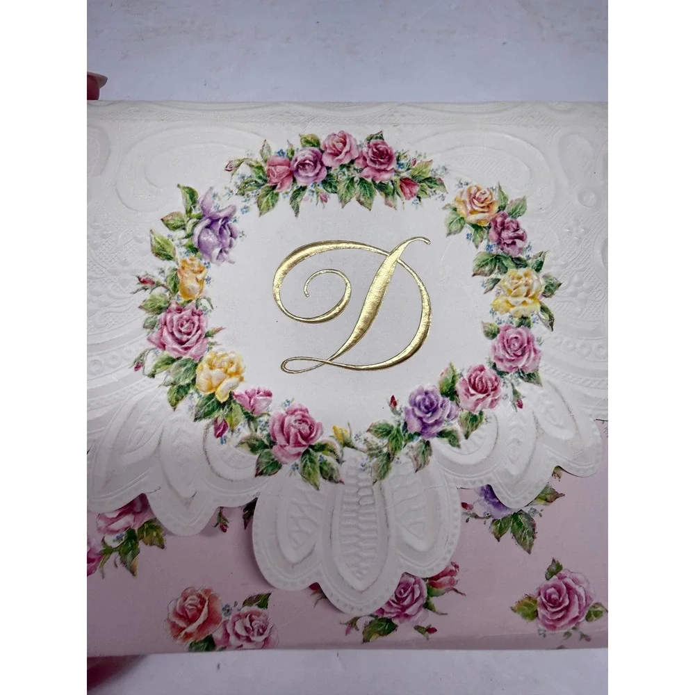 Carol Wilson Rose Garden Monogram D Initial Floral Embossed Stationery Set 9 ct